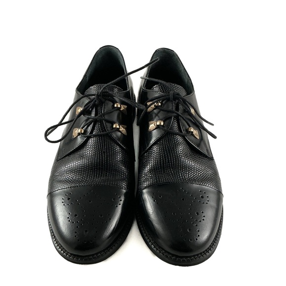 Jonak Shoes - Jonak Paris Black Leather Studded Oxfords - Womens 38 (US 7–7.5)